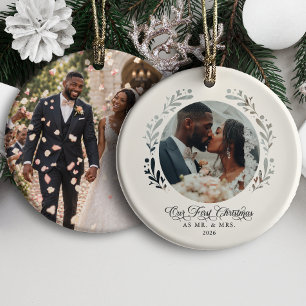 Erstes Weihnachten Verheiratet Papier Ausschnitt F Keramik Ornament