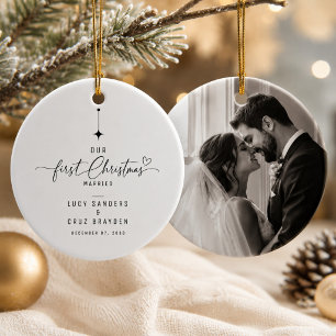 Erstes Weihnachten Verheiratet Romantisches Hochze Keramik Ornament