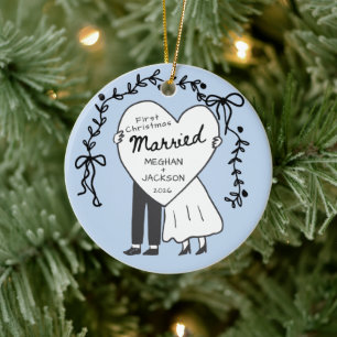 Erstes Weihnachten Verheiratet Weihnachtsbaumanhän Keramik Ornament