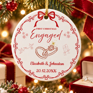 Erstes Weihnachten verlobt Benutzerdefinierte Name Keramik Ornament