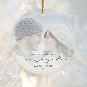 Erstes Weihnachten verlobt, benutzerdefiniertes Fo Keramik Ornament