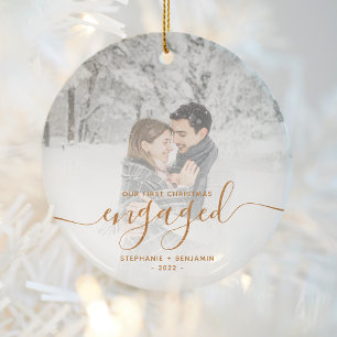 Erstes Weihnachten verlobt, benutzerdefiniertes Fo Keramik Ornament