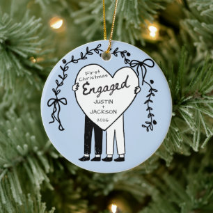 Erstes Weihnachten verlobt Blaues Ornament