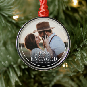 Erstes Weihnachten verlobt Einfache Rand-Foto Ornament Aus Metall