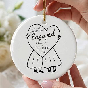 Erstes Weihnachten Verlobt Schmuck Keramik Ornament