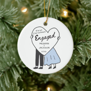 Erstes Weihnachten Verlobt Schmuck Keramik Ornament
