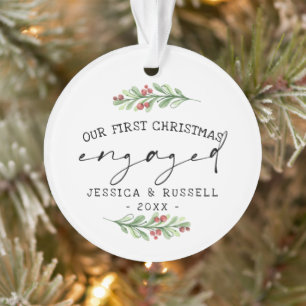 Erstes Weihnachten verlobt - Wintergrün-Weihnachts Ornament