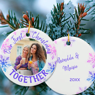 Erstes Weihnachten zusammen Foto Helle Schneeflock Keramik Ornament