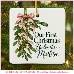 Erstes Weihnachten zusammen Mistelzweig-Foto Keramikornament