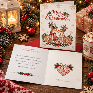 Erstes Weihnachten zusammen nordisches Rentier-Paa Karte