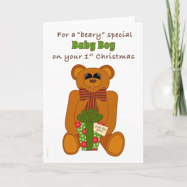 Erstes WeihnachtenBeary Special-Baby Feiertagskarte (Vorderseite)
