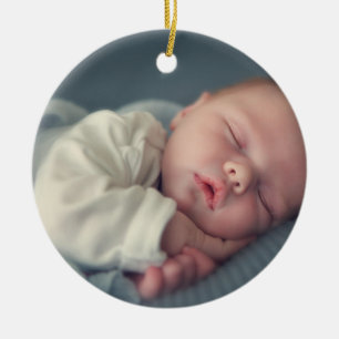 Erstes Weihnachts-Baby-Foto-Geburtsstatistik Keramik Ornament