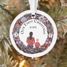 Erstes Weihnachts-Single Mutterbaby Foto Ornament