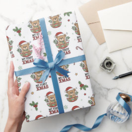 Erstes Weihnachts-Teddybär-Geschenk  Geschenkpapier
