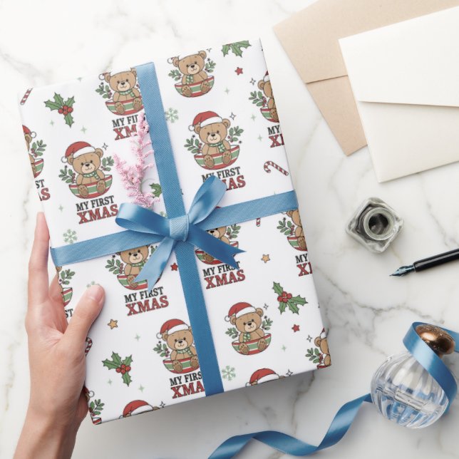 Erstes Weihnachts-Teddybär-Geschenk  Geschenkpapier (Schenken)