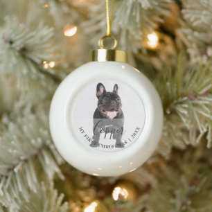 Erstes Weihnachts-Tierfoto-Skript Namensschmuck Keramik Kugel-Ornament