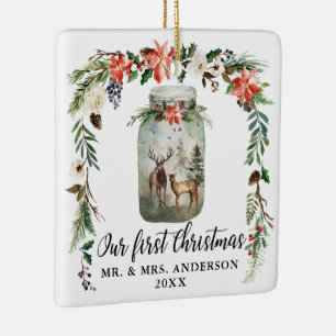 Erstes Weihnachts-Winter-Blumenwild FOTO zurück Keramikornament