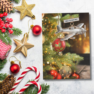 Erstes Weihnachtsbaby-Foto Flugzeug Modern Benutze Karte