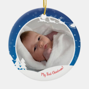 Erstes Weihnachtsbaby-Foto Keramikornament