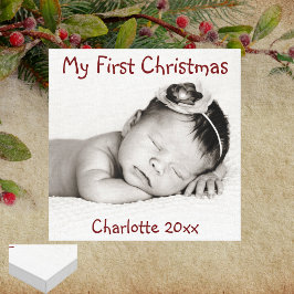 Erstes Weihnachtsbaby-Foto mit Namen Leinwanddruck