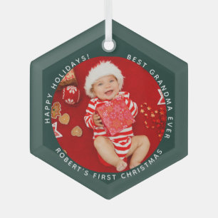 Erstes Weihnachtsbaby-Foto Oma Urlaub Ornament Aus Glas