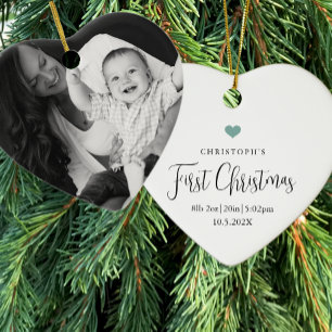 Erstes Weihnachtsbaby Geburtsstatistiken Foto Herz Keramik Ornament
