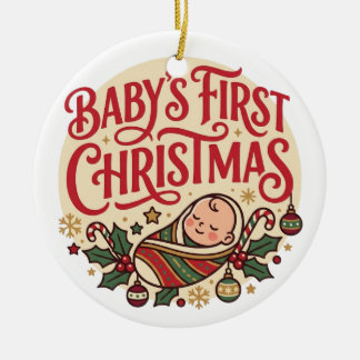 Erstes Weihnachtsbaumanhänger für das Baby Keramik Ornament