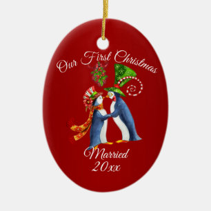 Erstes Weihnachtsfest als Paar Keramik Ornament
