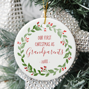 Erstes Weihnachtsfest der Großeltern Baby-Foto im Keramik Ornament