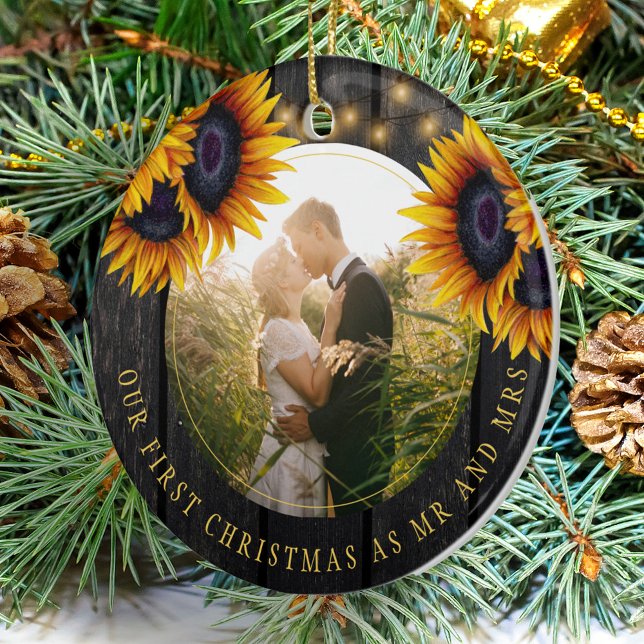 Erstes Weihnachtsfest FOTO Herren und Frau Sonnenb Keramik Ornament (Von Creator hochgeladen)