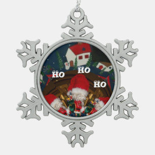 Erstes Weihnachtsfest HoHoHo Weihnachtsmann Spezia Schneeflocken Zinn-Ornament