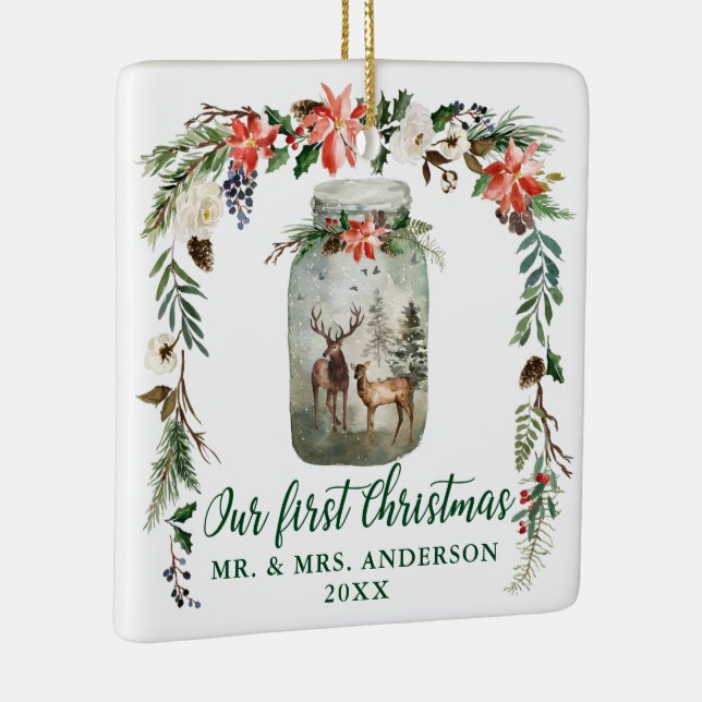 Erstes Weihnachtsfest im Grünen FOTO zurück Keramikornament (Rechts)