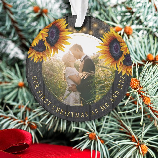 Erstes Weihnachtsfest - rustikales Foto Ornament (Von Creator hochgeladen)