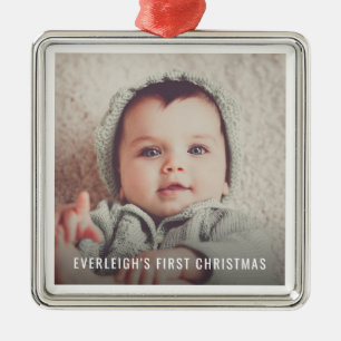 Erstes Weihnachtsfoto-Andenken für das Baby Ornament Aus Metall
