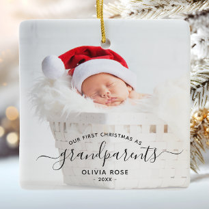 Erstes Weihnachtsfoto der Großeltern in schwarzer Keramikornament