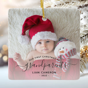 Erstes Weihnachtsfoto der Großeltern in schwarzer  Keramikornament