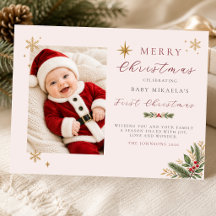 Erstes Weihnachtsfoto des Babys | Blush Elfenbein