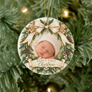 Erstes Weihnachtsfoto des Babys - persönliches Eri Keramik Ornament