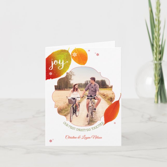 Erstes WeihnachtsFoto des Paares zusammen Feiertagskarte (Vorderseite)