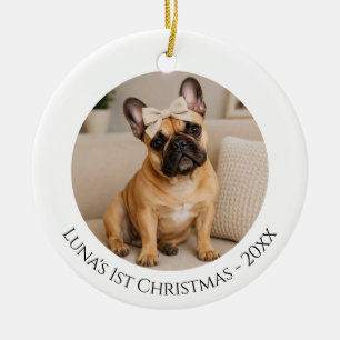 Erstes Weihnachtsfoto Französische Bulldogge Keramik Ornament