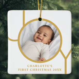 Erstes Weihnachtsfoto für Baby Mädchen Keramikornament