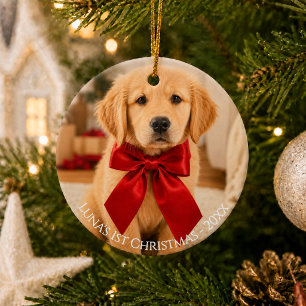 Erstes Weihnachtsfoto Golden Retriever Keramik Ornament