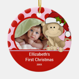 Erstes Weihnachtsfoto-Ornament Affe für Babys Keramikornament