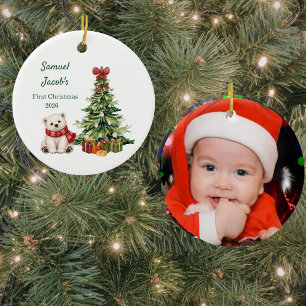 Erstes Weihnachtsfoto-Ornament für Babys Keramik Ornament