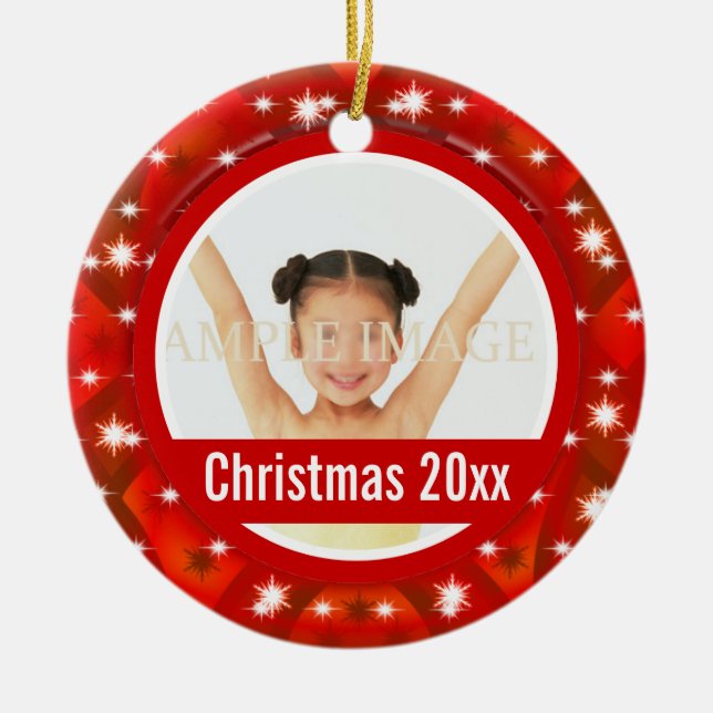 Erstes WeihnachtsFoto personifizieren Keramikornament (Vorne)