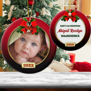 Erstes Weihnachtsfoto Rahmen für Babys Keramik Ornament
