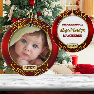 Erstes Weihnachtsfoto Rahmen für Babys Keramik Ornament
