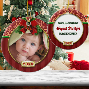 Erstes Weihnachtsfoto Rahmen für Babys Keramik Ornament