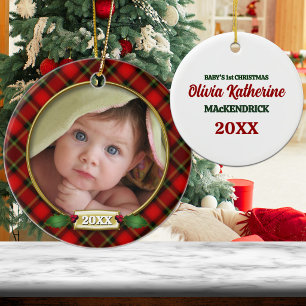 Erstes Weihnachtsfoto Rahmen für Babys Keramik Ornament
