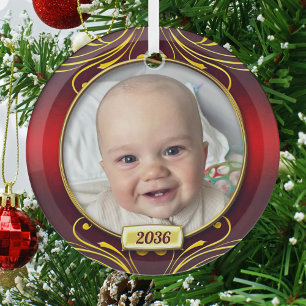 Erstes Weihnachtsfoto Rahmen für Babys  Ornament Aus Glas